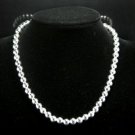 SB038 STERLING SILVER PLATED ROUND BEADS NECKLACE 8MM