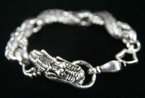 SB076 TIBETAN STERLING SILVER PLATED DRAGON BRACELET