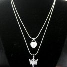 SB044 SILVER PLATED HEART KEY PENDANT NECKLACE