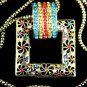 AX929 Retro Alloy Multi Colors Crystal Pendant Necklace