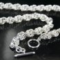 SB095Â HUGE SILVER PLATED TWIST NECKLACE MEN 10