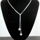 SB131 STERLING SILVER PLATED FLOWER CZ NECKLACE