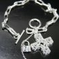 SB080&Acirc;&nbsp;STERLING SILVER PLATED CROSS BRACELET