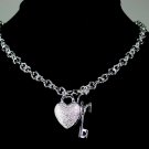 SB030  SILVER PLATED HEART CHARM NECKALCE