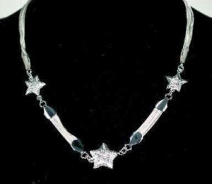 SB032&Acirc;&nbsp;STERLING SILVER PLATED STARS PENDANT NECKLACE