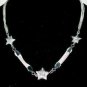 SB032 STERLING SILVER PLATED STARS PENDANT NECKLACE