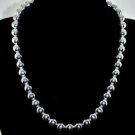 SB013 STERLING SILVER PLATED ROUND BEADS NECKLACE 10MM