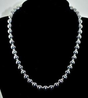 SB013&Acirc;&nbsp;STERLING SILVER PLATED ROUND BEADS NECKLACE 10MM