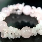 MA306 NATURAL ROSE QUARTZ CRYSTAL BALL CHIPS BRACELET