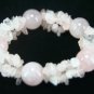 MA306 NATURAL ROSE QUARTZ CRYSTAL BALLÂ CHIPS BRACELET