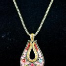 AX933 Retro Alloy Multi Colors Crystal Pendant Necklace