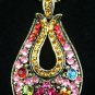 AX933 Retro Alloy Multi Colors Crystal Pendant Necklace