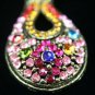 AX933 Retro Alloy Multi Colors Crystal Pendant Necklace