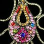 AX933 Retro Alloy Multi Colors Crystal Pendant Necklace