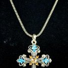 AX930 Retro Alloy Multi Colors Crystal Pendant Necklace