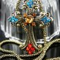 AX930 Retro Alloy Multi Colors Crystal Pendant Necklace