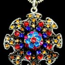 AX927 Retro Alloy Multi Colors Crystal Pendant Necklace