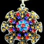 AX927 Retro Alloy Multi Colors Crystal Pendant Necklace
