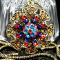 AX927 Retro Alloy Multi Colors Crystal Pendant Necklace