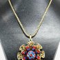 AX927 Retro Alloy Multi Colors Crystal Pendant Necklace