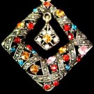 AX926 Retro Alloy Multi Colors Crystal Pendant Necklace