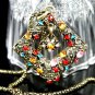AX926 Retro Alloy Multi Colors Crystal Pendant Necklace