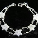 SB128 STERLING SILVER PLATED STARS BEADS BRACELET