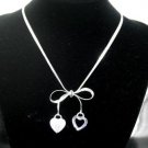 SB059 STERLING SILVER PLATED RIBBON PENDANT NECKLACE