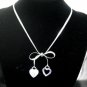 SB059 STERLING SILVER PLATED RIBBON PENDANT NECKLACE