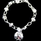 SB057 STERLING SILVER PLATED BALL CHARM BRACELET