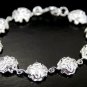 SB043  STERLING SILVER PLATED ROSES CHARMS BRACELET