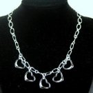SB042 STERLING SILVER PLATED HEART CHARMS NECKLACE