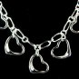 SB042&Acirc;&nbsp;STERLING SILVER PLATED HEART CHARMS NECKLACE