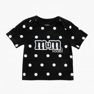 Mum Rocks Polka Dot Baby Lap T-shirt- Black | Kidinc