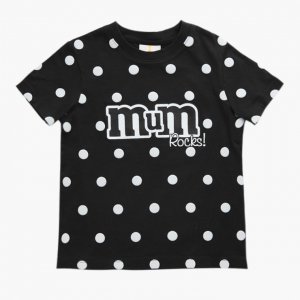 Mum Rocks Polka Dot Kids T-shirt- Black | Kidinc