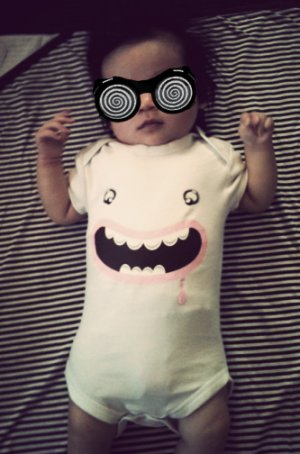 Nipple Ring Onesie- White | Kidinc