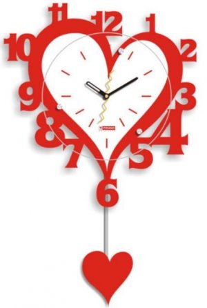 35.5*55cm Rocking Heart-shaped Wall Clock Home Decoration