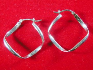 Earrings Wobble Hoop Design Solid Sterling Silver for Pierced Ears