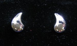 Earrings Tear Drop Stud Solid Sterling Silver for Pierced Ears