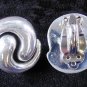 Earrings Large Double Swirl Solid Silver Clip-On
