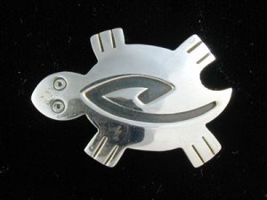 Turtle Brooch / Pin Solid Sterling Silver