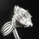 Luscious Large Marquis CZ Sterling Silver Ring Sz 6 1/4
