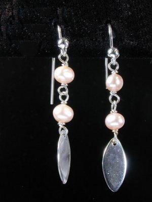 Baroque Pearls & Solid Sterling Silver Dangling Earrings E1006s