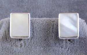 Huggie Earring Solid Sterling Silver & Mother of Pearl