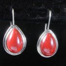 Carnelian Tear Drop Hanging Earrings Solid Sterling Silver
