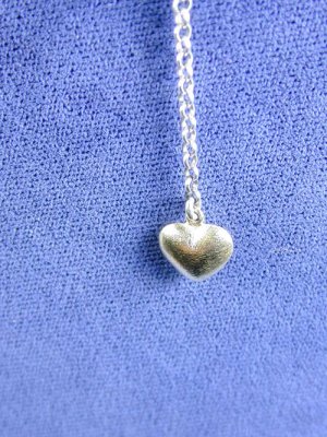 Gold Accent Heart Drop Solid Sterling Silver Antiqued Necklace