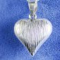 Puffed Heart & Bead Necklace Solid Sterling Silver