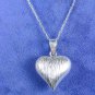 Puffed Heart & Bead Necklace Solid Sterling Silver