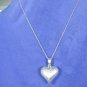 Puffed Heart & Bead Necklace Solid Sterling Silver