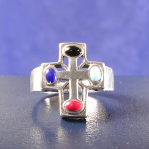 Cross Ring Solid Sterling Silver Sz 5 3/4